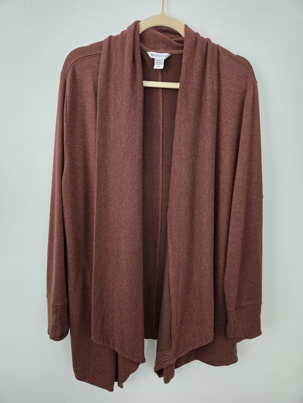 Athleta Open-Front Draped Cardigan in Rust Brown - Picture 2 of 10